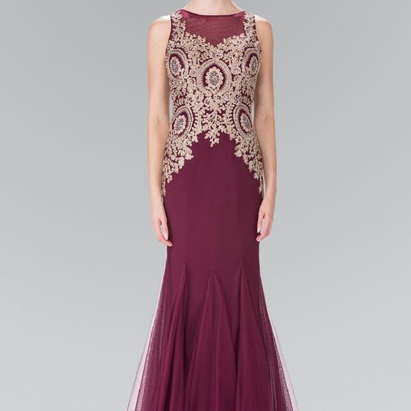 Embroidered Bodice Long Dress - GSGL2283